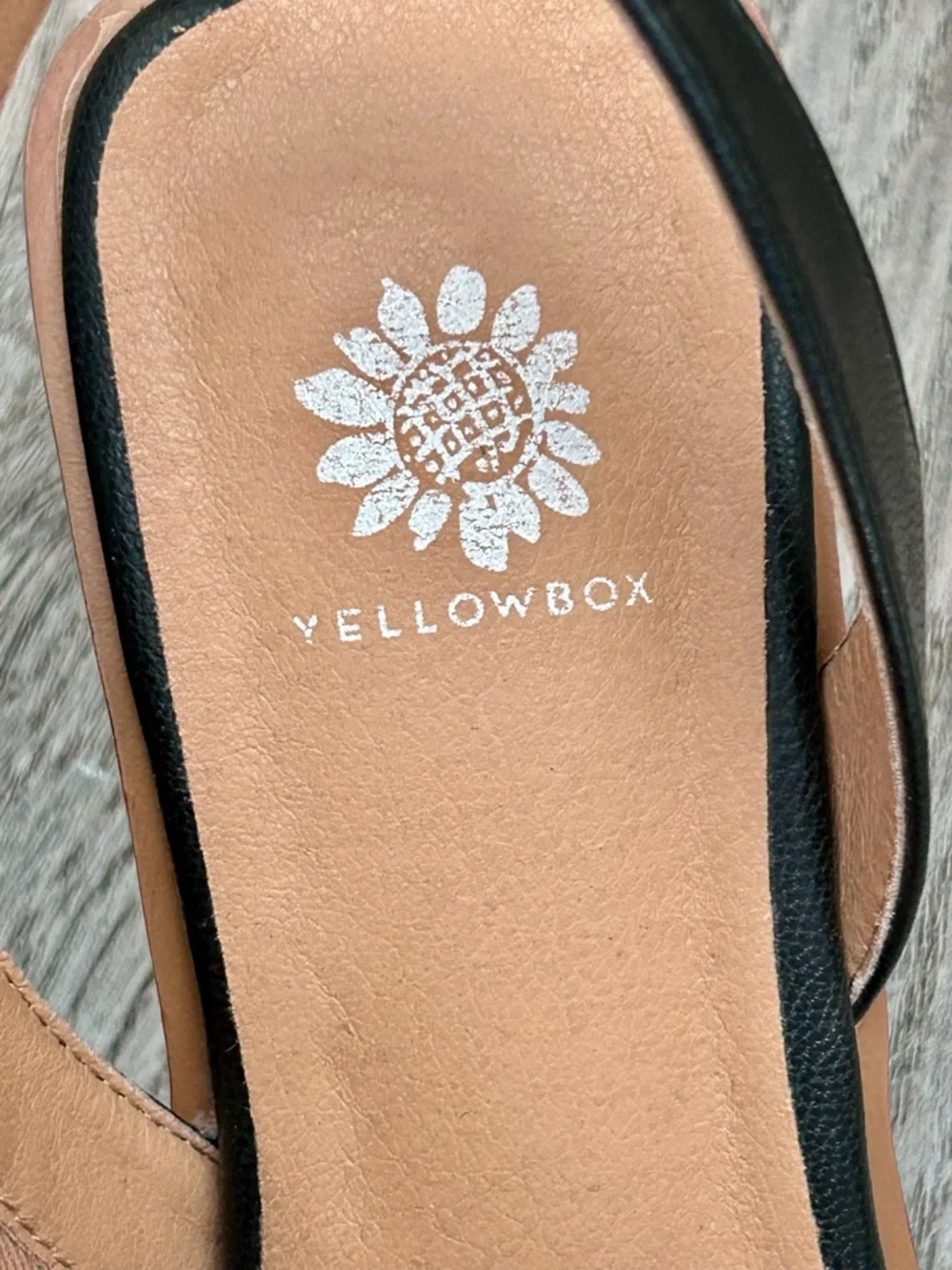 Yellow Box Black Leather Open-Toe Slingback Sandals - Picture 5 of 5